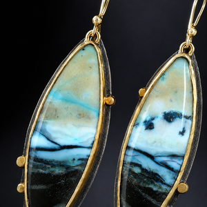 Orecchini Pendenti Iridescenti Blu Oceano Stile Bohémien Vintage, Gioielli di Moda per Donne - Product Image 4