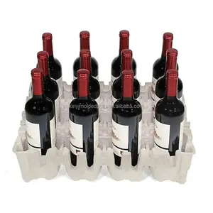 Spedizioniere interno del vassoio d'imballaggio della bottiglia di vino della polpa modellata Eco su misura, vassoio della bottiglia di vino, vassoio della polpa di carta per il trasporto delle bottiglie di vino