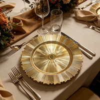 Assiette de Présentation Ronde en Plastique Doré à Motif Engrenage Classique, Pigmentée, pour Mariages et Banquets – Vente Chaude