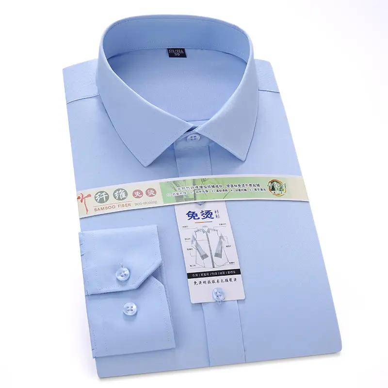 Modische formelle Geschäfts leute weiße elastische Bambus faser Anti-Falten perfekte Anzüge vermeiden Bügeln Büro uniform Hemd