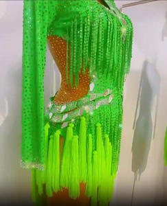 Abito Professionale per Danza Latina con Frange e Strass, Vestito per Esami Artistici, Esibizioni e Competizioni di Danza Latina - Product Image 6