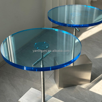 Muebles de diseño de interiores de alta calidad, mesa redonda de acrílico grueso, mesa de centro de acrílico transparente de estilo moderno