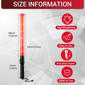 Bastone Luminoso LED ad Alta Visibilità per <span class=keywords><strong>Traffico</strong></span> |   Bastone di Segnalazione <span class=keywords><strong>a</strong></span> Batteria da 54cm con <span class=keywords><strong>3</strong></span> Modalità Lampeggianti per Controllo Parcheggi e <span class=keywords><strong>Traffico</strong></span> - Product Image 4