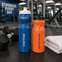 Bouteille de sport en plastique HDPE écologique de 700 ml avec logo et couleur personnalisés, couvercle étanche, réutilisable, pour boire directement, camping, extérieur, salle de sport