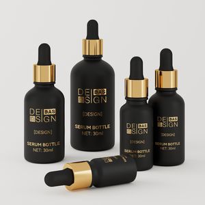 10 ml 50 ml 100 ml Matte Ronde Zwarte Dikke Glazen Cosmetische Serum Dropper Haarolieflessen - Product Image 2
