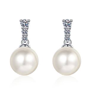 Custom 925 Sterling Silver Fashion Exquisite Micro Inlay Moissanite <b>Earrings</b> Fine Jewelry <b>Pearl</b> Drop <b>Earring</b> for Women Wholesale - Product Image 1