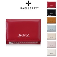Dompet Pendek Lipat Tiga Wanita Baru Desain Minimalis Canggih Banyak Slot Kartu Penutup Jepret Bahan PU Ringkas untuk