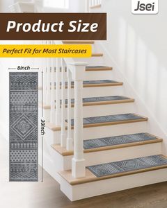 Marches d'escalier autocollantes antidérapantes lavables, <span class=keywords><strong>tapis</strong></span> d'escalier à coller et à décoller, <span class=keywords><strong>tapis</strong></span> d'escalier réutilisables pour marches en bois - Product Image 2