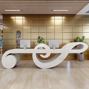 Comptoir de caisse en FRP sans joint Q043, design artisanal, comptoir de bar incurvé organique pour restaurant, salle de sport, bureau, hall d'accueil, centre de spa - Product Image 5