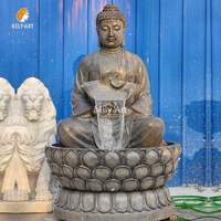 Statue de bouddha en pierre de marbre noir antique fontaine d'eau extérieure à vendre