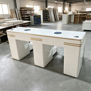 Diseño Profesional Moderno para Salón <span class=keywords><strong>de</strong></span> Uñas, <span class=keywords><strong>Mesa</strong></span> Doble Blanca para Manicura, <span class=keywords><strong>Mesa</strong></span> <span class=keywords><strong>de</strong></span> Madera con Colector <span class=keywords><strong>de</strong></span> Polvo - Product Image 5