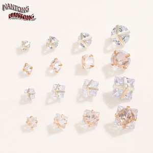 Perles de zircon en cristal de Nantong à quatre griffes inversées, rondes et carrées, pour la fabrication de bijoux - Product Image 1