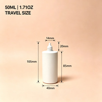 Flacon de crème solaire ovale plat en plastique HDPE blanc mat de 50 ml avec bouchon à vis, embout de précision, pour le visage, voyage, logo personnalisé