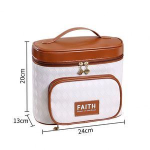 Sac de maquillage portable tendance, sac de rangement imperméable en PU pour voyage, organiseur de cosmétiques - Product Image 6