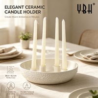 YBH Porte-bougie en céramique mate, bol, 4 supports pour bougies coniques, motif coquillage festonné, centre de table, taille et couleur personnalisables, écologique