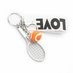 Llavero de metal personalizado para entrenador deportivo, con nombre, dije para bolso, <span class=keywords><strong>mini</strong></span> raqueta de pádel, pelota de tenis, verde, esponjoso - Product Image 3
