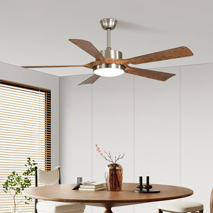 Ventilateur de plafond moderne 48 pouces avec moteur DC, télécommande, éclairage LED, silencieux, protection des <span class=keywords><strong>yeux</strong></span>, construction métallique, couleur noyer - Product Image 1