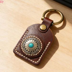 QQ Vintage <b>Leather</b> <b>Key</b> <b>Chain</b> Hand Stitched Keyring Tag Buckle Case for Car <b>Keys</b> Bag Backpack - Product Image 6