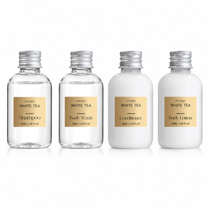Produits <span class=keywords><strong>d</strong></span>'accueil de luxe pour hôtels, directement de l'usine : Shampoing et après-shampoing jetables 40 ml au parfum de thé blanc, avec logo personnalisé, articles de toilette pour salle de bain - Product Image 2