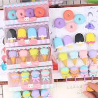 Penghapus Seri Makanan Penutup Kreatif 4 Buah/Pak Penghapus Lucu Hadiah Kartun Baru untuk Anak-anak Mini Lollipop Es Krim Karet Penghapus Pensil