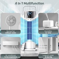 Ventilateur tour intelligent multifonction avec fonction climatiseur, déshumidificateur et rafraîchisseur d'air, rechargeable USB, pour usage général en intérieur