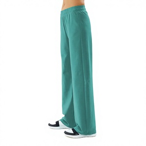 Pantalon décontracté en maille à jambes larges pour femme, taille élastique, couleur unie, coupe ample, longueur intégrale, vente en gros, personnalisé, ODM, hiver - Product Image 5