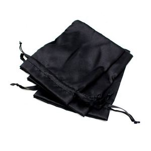 Sac à cordon en satin noir doux avec logo imprimé personnalisé, sac à perruque en satin, sac anti-poussière - Product Image 4