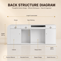 Bureau d'accueil minimaliste moderne en acier inoxydable pour hôtel, durable et écologique pour les espaces commerciaux
