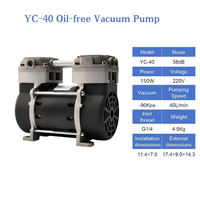 Pompe à vide à piston sans huile 220V 150W 40L/min à prix d'usine pour l'extraction d'air dans les processus industriels