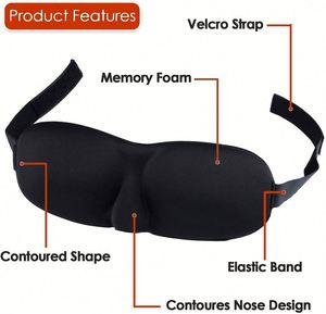 Masque de sommeil 3D stéréo occultant noir unisexe, portable pour le voyage, avec logo personnalisé, vente en gros - Product Image 4
