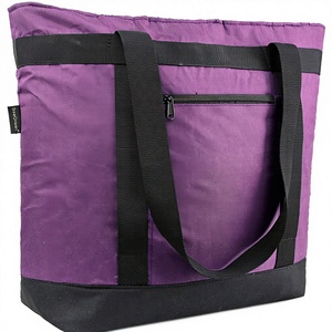 Bolsa Térmica de Cuero <span class=keywords><strong>BeeGreen</strong></span>, Aislada, Suave, con Cierre, Asa Superior, Tamaño Grande, para Playa, Viajes, Compras, Entrega - Morado - Product Image 1