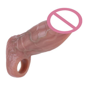 Tragbares Sexspielzeug für Herren aus Silikonleder, dicker, hohler Penis-Kondom-Imitation mit Verschlussfunktion - Product Image 1