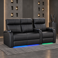 Canapé relax électrique moderne trois places en cuir véritable et bois, zéro gravité, extensible, pour appartement, villa, centre commercial, hôtel, 7 couleurs