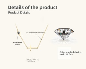 Colar de Pingente de Moissanite com Corte Brilhante em Forma de Cruz, Certificado GRA VVS1, em Prata 925, da RUYI Jewelry Fashion Joker, com Acabamento em Ródio. - Product Image 2