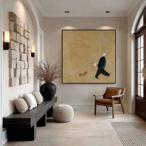 Peinture à l'huile figurative minimaliste personnalisée pour promenade d'après-midi, art mural abstrait peint à la main, peinture à l'huile contemporaine - Product Image 6