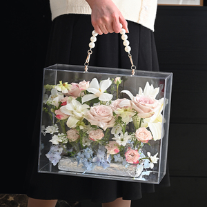 Caja de flores acrílica de alta transparencia, caja de regalo de flores hecha a mano de lujo para arte de tienda de flores, cajas de embalaje al por mayor - Product Image 2