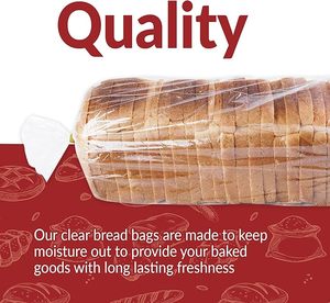 Embossed Recyclable PE Shrink <b>Bags</b> with Twist Ties 8x4x18" 250 Pack (Clear Large) Homemade Bakery Loaf Packing - Product Image 3