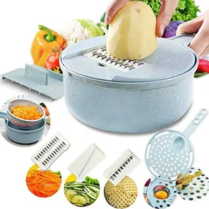 Multifunctional 8 in 1 Potato Peeler Radish Grater Kitchen Tool Fruit Cutter Basket Accessories Vegetable Cutter Slicer