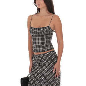 Ensemble haut à volants à carreaux de haute qualité personnalisé pour femmes - Product Image 2