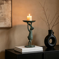 Figurine de lapin en fonte, sculpture décorative de bureau, porte-bougie pilier en fer forgé