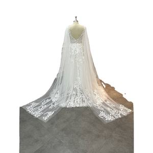 Fabricant de robes de mariée élégantes une ligne col en V rustiques en dentelle <span class=keywords><strong>2023</strong></span> Alibaba femmes Boho ailes détachables robes de mariée ivoire civile - Product Image 3