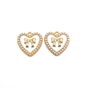 Heart <b>Bow</b> Charms Zinc Alloy Pearl Rhinestone Pendant For Jewelry Bracelet Keychain Gift Unisex F0097 - Product Image 3