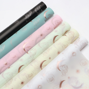 Nossa PVCコーティング半透明防水フラワーラッピングペーパー（金箔月の女神デザイン） - Product Image 6