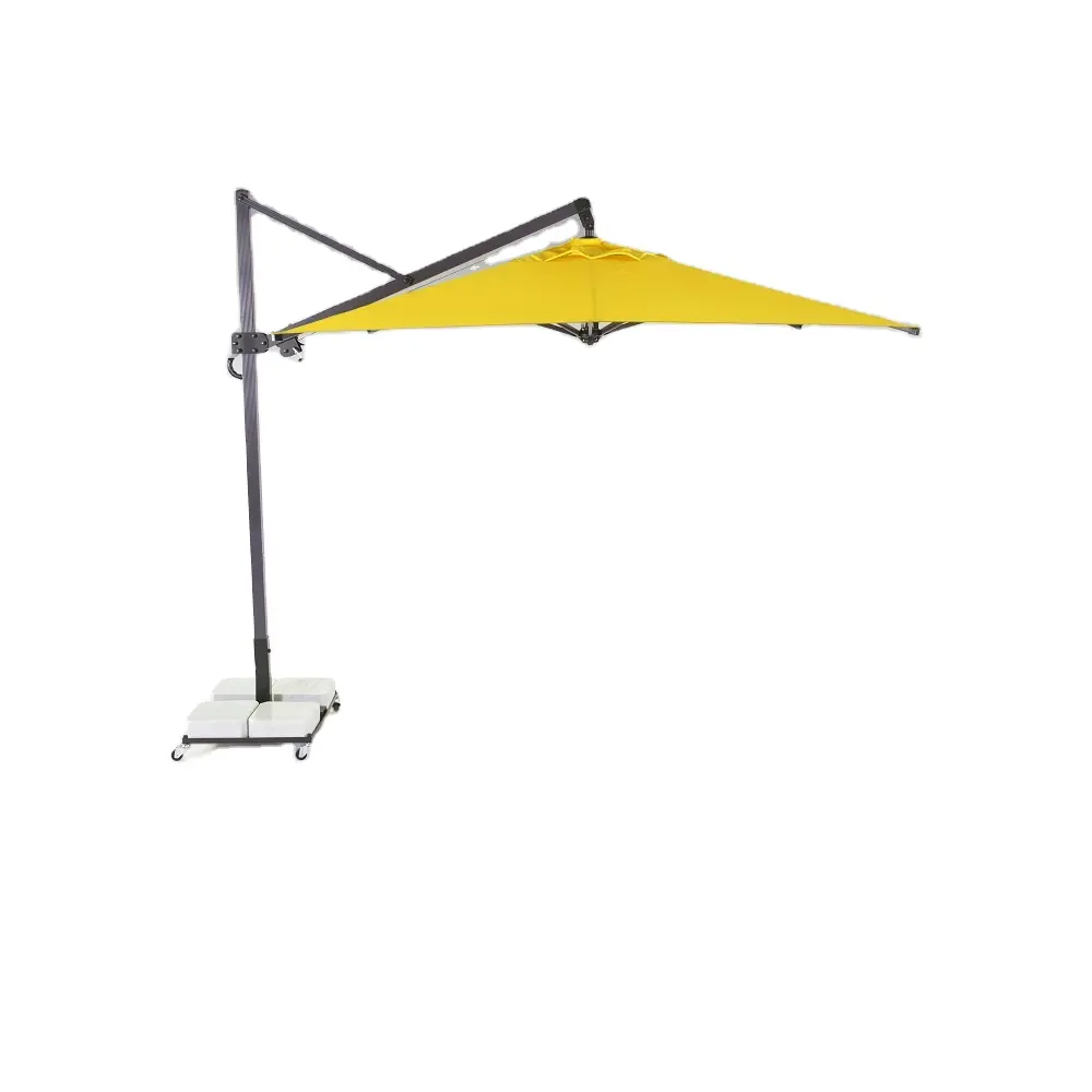 Banana Plus Pôle Latéral Carré Parapluie 400x400cm Parasol de Haute Qualité pour Hôtel Extérieur Plage Jardin Parapluie Parasol