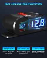 Chargeur double USB 12V QC3.0+PD pour voiture avec interrupteur et adaptateur allume-cigare à montage sur panneau