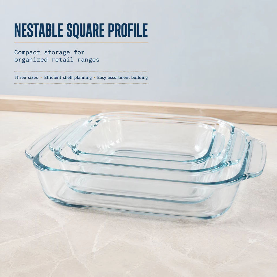 Square Clear High Borosilicate Glass Bakeware Tray-Microwave Dishwasher ...