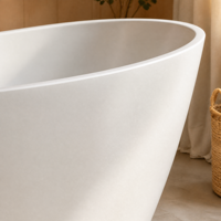 Baignoire autoportante ovale en acrylique composite de qualité supérieure, sans joint, blanche, pour projets résidentiels et hôteliers intérieurs