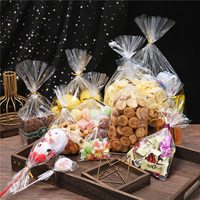YF Lot de 100 sacs cadeaux transparents en cellophane avec attaches torsadées dorées, emballage plastique recyclable pour bonbons et emballages de fête