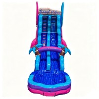 Toboggan aquatique gonflable commercial sur le thème de la plage, grand modèle avec piscine à jets d'eau pour enfants et adultes, location pour événements