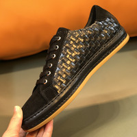 Dropshipping, baskets en cuir véritable européennes, fabriquées à la main, tissées, chaussures décontractées pour hommes, livraison rapide